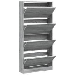 Berkfield Home Shoe Cabinet with 4 Flip-Drawers Grey Sonoma 80x21x163.5 cm - thumbnail 5