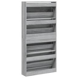Berkfield Home Shoe Cabinet with 4 Flip-Drawers Grey Sonoma 80x21x163.5 cm - thumbnail 8