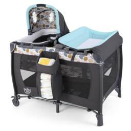 Costway Foldable Pack &Play Portable Baby Playard w/Rocking Bassinet&Music Box in Blue - thumbnail 1