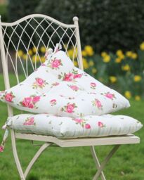 Set of Vintage Pink Floral Print Indoor Outdoor Chair Seat Pad