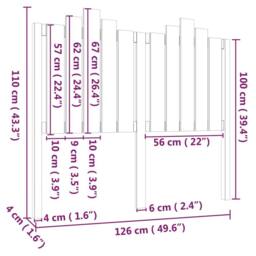Berkfield Home Bed Headboard Black 126x4x110 cm Solid Wood Pine - Size: 126 x 4 x 110 cm - thumbnail 6