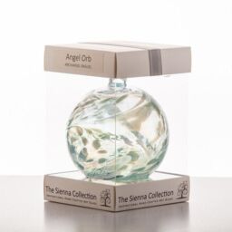 Sienna Glass Angel Orb - Archangel Raguel - Aquamarine in Pale Blue