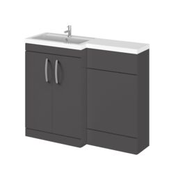 Balterley Left Hand Vanity Basin & WC Combination Furniture Unit Grey 1100mm - thumbnail 1