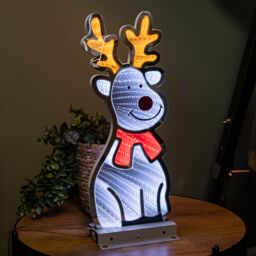 Samuel Alexander 40cm Infinity Standing Christmas Reindeer with Metal Base, White & Red LEDs - thumbnail 1