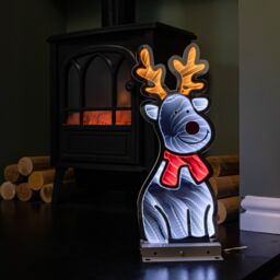 Samuel Alexander 40cm Infinity Standing Christmas Reindeer with Metal Base, White & Red LEDs - thumbnail 4