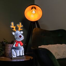 Samuel Alexander 40cm Infinity Standing Christmas Reindeer with Metal Base, White & Red LEDs - thumbnail 2