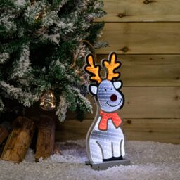 Samuel Alexander 40cm Infinity Standing Christmas Reindeer with Metal Base, White & Red LEDs - thumbnail 3