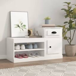 Berkfield Home Shoe Cabinet High Gloss White 100x42x60 cm Engineered Wood - Size: 100 x 42 x 60 cm - thumbnail 2