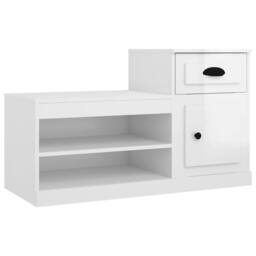 Berkfield Home Shoe Cabinet High Gloss White 100x42x60 cm Engineered Wood - Size: 100 x 42 x 60 cm