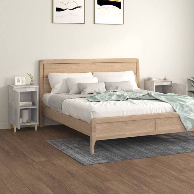 Berkfield Home Classic Bedside Cabinets 2 pcs Concrete Grey 40x35x70 cm Engineer - Size: 40 x 35 x 70 cm - image 1