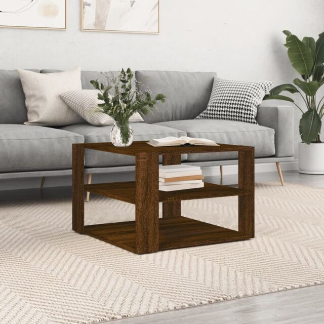 Berkfield Home Coffee Table Brown Oak 59.5x59.5x40 cm Engineered Wood - image 1