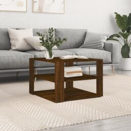Berkfield Home Coffee Table Brown Oak 59.5x59.5x40 cm Engineered Wood - thumbnail 1