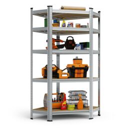VonHaus 5 Tier Garage Shelving Units in Silver - thumbnail 1