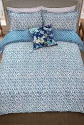 English Heritage 'St John's Trellis' Cotton Duvet Cover Set in Blue - Size: Single - thumbnail 1