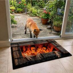 YnysTec Skeleton Halloween Rug Fire Trapdoor Optical Illusion Spooky Floor Mat in Bronze - Size: 50 x 80 cm - thumbnail 6