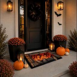 YnysTec Skeleton Halloween Rug Fire Trapdoor Optical Illusion Spooky Floor Mat in Bronze - Size: 50 x 80 cm - thumbnail 7