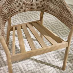 FurnitureboxUK Asa 2 x Wood & Wicker Outdoor Dining Chairs With Cushions in Light Brown - thumbnail 5