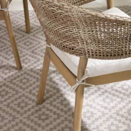 FurnitureboxUK Asa 2 x Wood & Wicker Outdoor Dining Chairs With Cushions in Light Brown - thumbnail 7