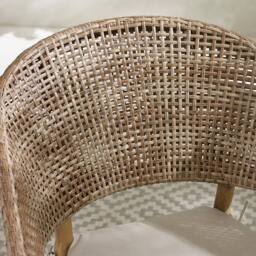 FurnitureboxUK Asa 2 x Wood & Wicker Outdoor Dining Chairs With Cushions in Light Brown - thumbnail 6