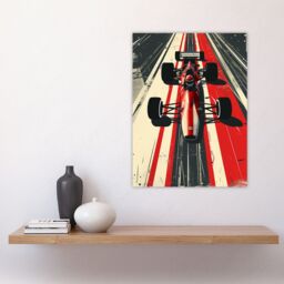 "Artery8 Vintage Red Race Car Sport Speed Racing Track Wall Art Print - Size: W24"" x H32""" - thumbnail 4