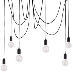 Loops Multi Light Ceiling Pendant 6 Bulb Matt Black Industrial Adjustable Hang Hook
