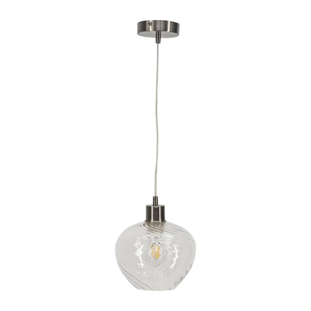 First Choice Lighting Bradson - Clear Swirl Glass with Satin Nickel Pendant Fitting - image 1