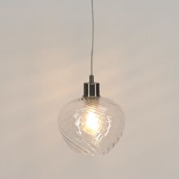 First Choice Lighting Bradson - Clear Swirl Glass with Satin Nickel Pendant Fitting - thumbnail 5