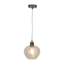 First Choice Lighting Bradson - Clear Swirl Glass with Satin Nickel Pendant Fitting - thumbnail 2
