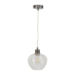 First Choice Lighting Bradson - Clear Swirl Glass with Satin Nickel Pendant Fitting - thumbnail 1