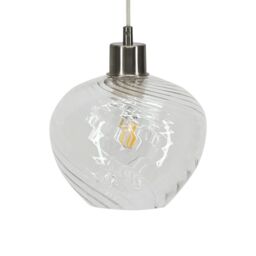 First Choice Lighting Bradson - Clear Swirl Glass with Satin Nickel Pendant Fitting - thumbnail 7