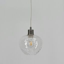 First Choice Lighting Bradson - Clear Swirl Glass with Satin Nickel Pendant Fitting - thumbnail 6