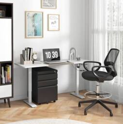 STILVORA Tall Mesh Draughtsman Chair with Footrest, Black - thumbnail 2