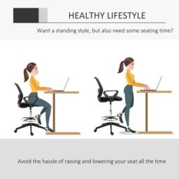 STILVORA Tall Mesh Draughtsman Chair with Footrest, Black - thumbnail 5