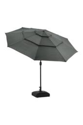 Garden Sanctuary 3-Tier Outdoor Garden Umbrella with Crank & Concrete-Filled Stand in Dark Grey - thumbnail 4