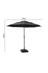 Garden Sanctuary 3-Tier Outdoor Garden Umbrella with Crank & Concrete-Filled Stand in Dark Grey - thumbnail 5