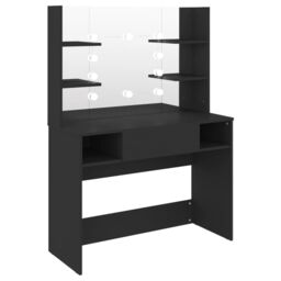 Berkfield Home Makeup Table with LED Lights 100x40x135 cm MDF Black - Size: 100 x 40 x 135 cm - thumbnail 5