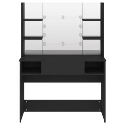 Berkfield Home Makeup Table with LED Lights 100x40x135 cm MDF Black - Size: 100 x 40 x 135 cm - thumbnail 3