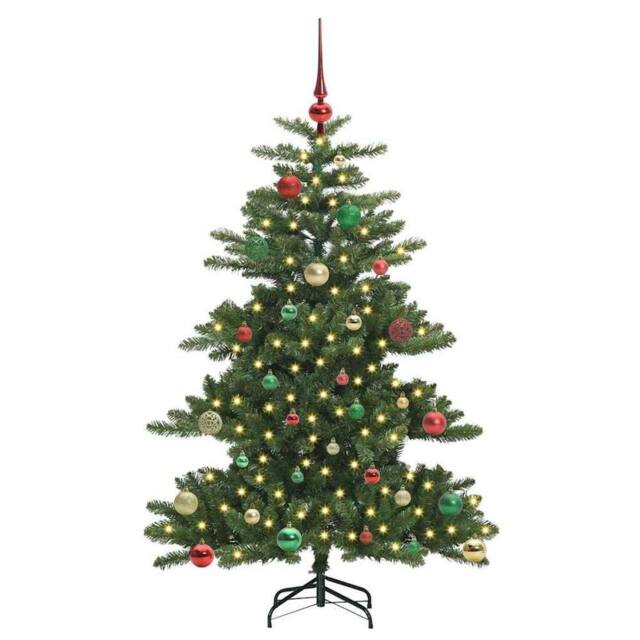 Berkfield Home Elegant Artificial Hinged Christmas Tree with 150 LEDs 150 cm PVC in Green - image 1