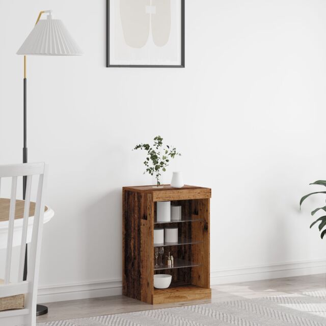 Berkfield Home Sideboard with LED Lights Old Wood 41x37x67 cm in Brown - Size: 41 x 37 x 67 cm - image 1