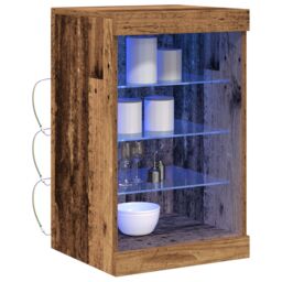 Berkfield Home Sideboard with LED Lights Old Wood 41x37x67 cm in Brown - Size: 41 x 37 x 67 cm - thumbnail 3