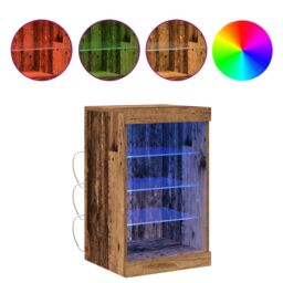Berkfield Home Sideboard with LED Lights Old Wood 41x37x67 cm in Brown - Size: 41 x 37 x 67 cm - thumbnail 4