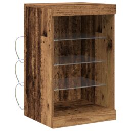 Berkfield Home Sideboard with LED Lights Old Wood 41x37x67 cm in Brown - Size: 41 x 37 x 67 cm - thumbnail 2