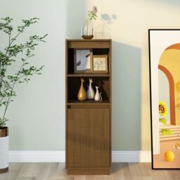 Berkfield Home Highboard Honey Brown 37x34x110 cm Solid Wood Pine - Size: 37 x 34 x 110 cm - thumbnail 3
