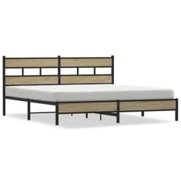 Berkfield Home Metal Bed Frame without Mattress Sonoma Oak 200x200 cm in Brown - thumbnail 3