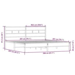 Berkfield Home Metal Bed Frame without Mattress Sonoma Oak 200x200 cm in Brown - thumbnail 9