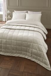 Catherine Lansfield 'Kingsley Matt Velvet' Quilted Bedspread in Cream - thumbnail 1