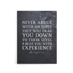 "Artery8 Inspirational Quote Never Argue Mark Twain Canvas Wall Art Print in Grey - Size: W18"" x H24""" - thumbnail 1