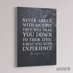 "Artery8 Inspirational Quote Never Argue Mark Twain Canvas Wall Art Print in Grey - Size: W18"" x H24""" - thumbnail 2