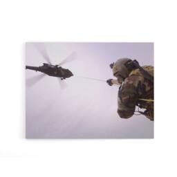 "Artery8 Military Afghan Army UH 60 Hawk Helicopter Canvas Wall Art Print in Grey - Size: W18"" x H24""" - thumbnail 1