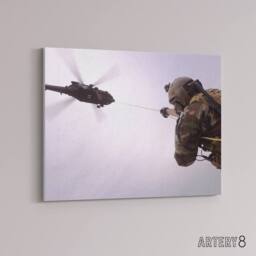 "Artery8 Military Afghan Army UH 60 Hawk Helicopter Canvas Wall Art Print in Grey - Size: W18"" x H24""" - thumbnail 2